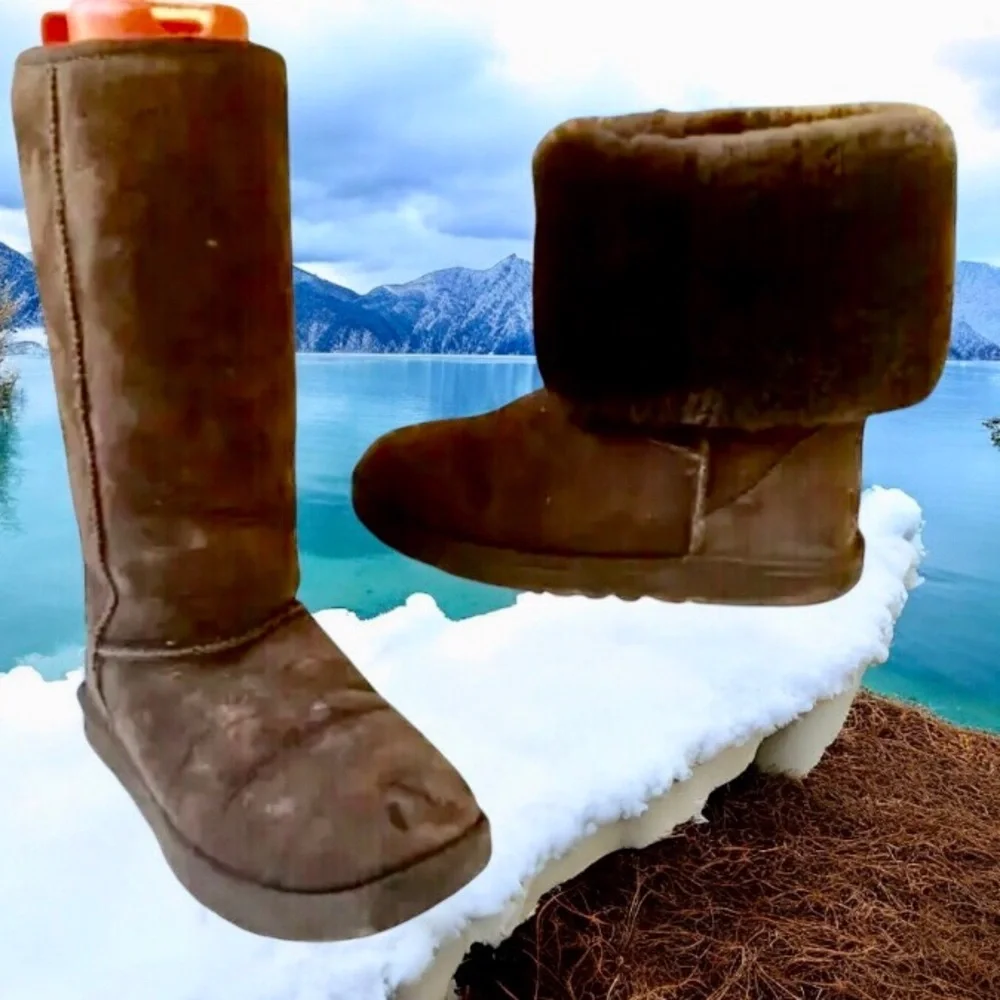 UGG Boots Classic Tall Brown Suede Shearling